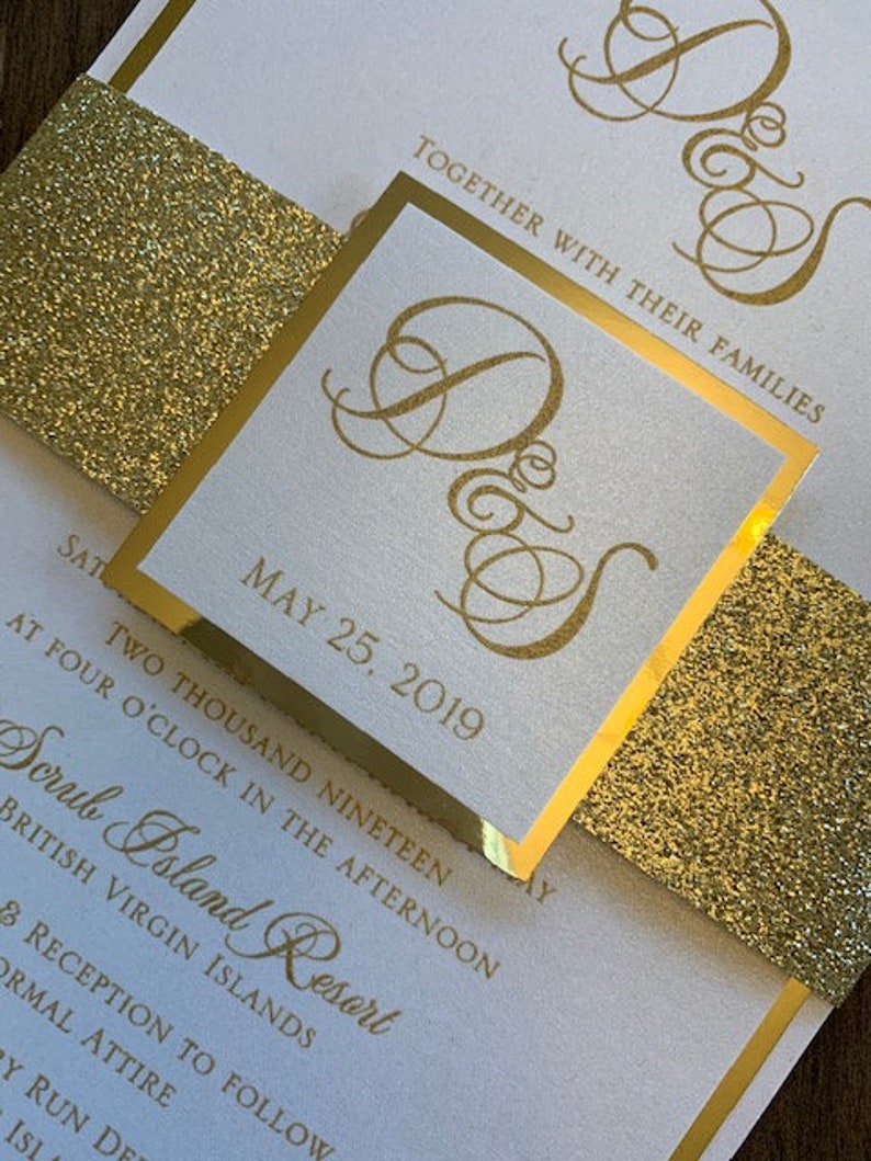 White and Gold Foil Wedding Invitations Metallic Wedding - Etsy