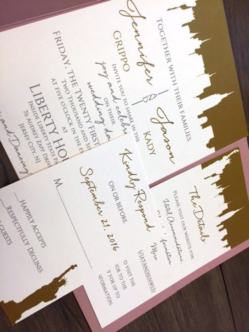 New York Wedding Invitations New York City Themed Wedding Etsy