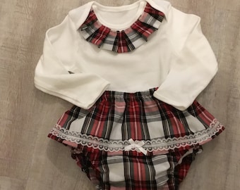 tartan baby onesie