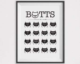 Bathroom Art Decor, Cute Bathroom Wall Art Funny Bathroom Signs Decor Bathroom Wall Decor Butts Art Funny Butt Sign Funny Butt Art
