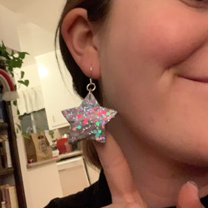 Marble glitter star earrings