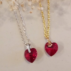 Necklace, Swarovski crystal hearts on your choice silver or gold chain.