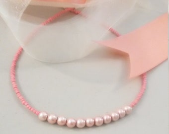 Sweet peachy fun choker with hematite pearls and glass seed beads