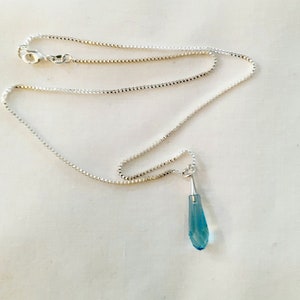 Aqua Swarovski crystal pendant necklace on sterling silver chain