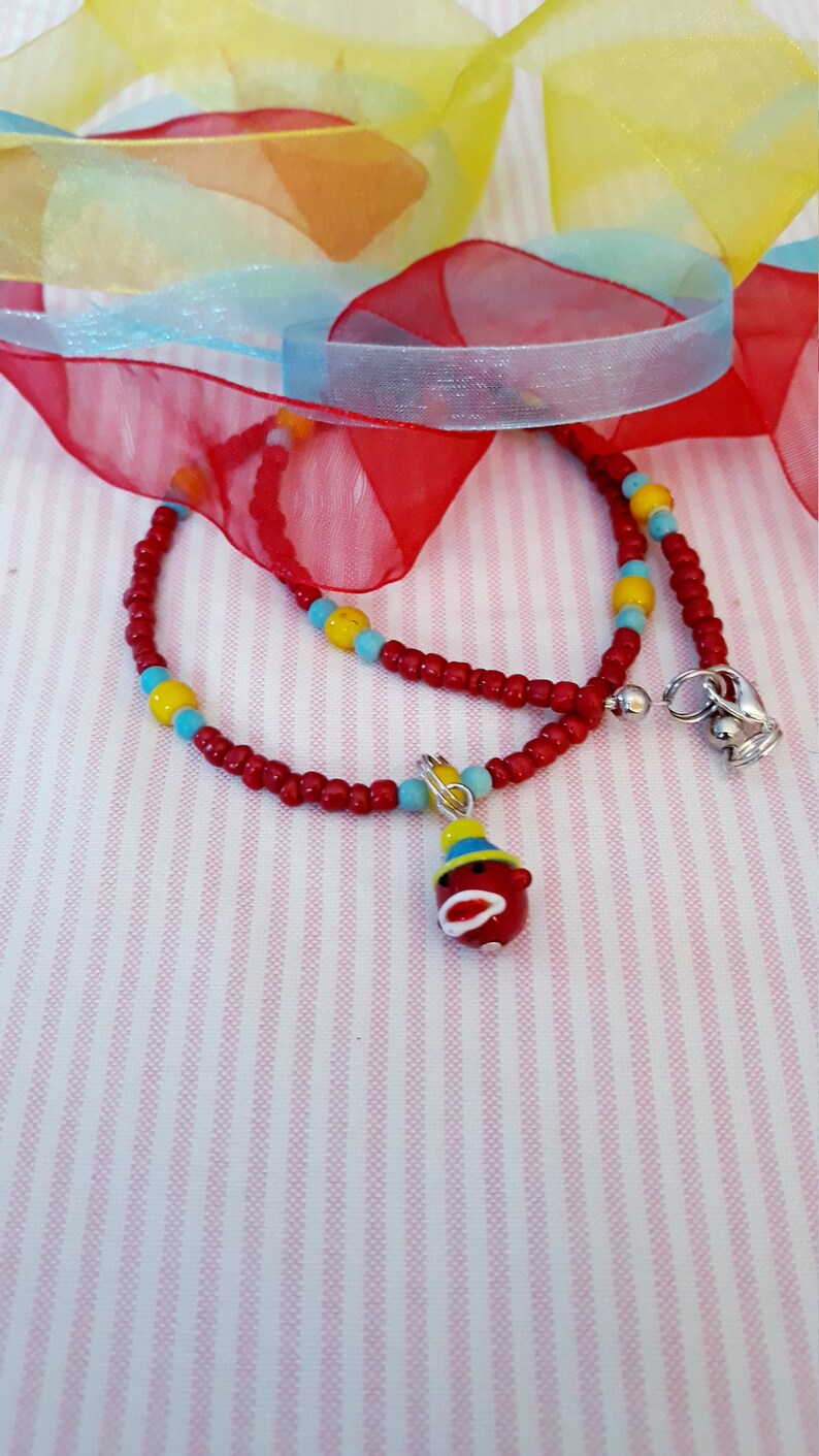 Sock monkey pendant necklace on a strand of glass seed beads image 4