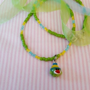 Sock monkey pendant necklace on a strand of glass seed beads image 5