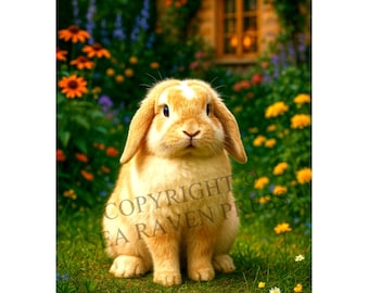 Holland Lop Rabbit Poster size 11x17 – Decorative Wall Art on 80 lb Semi-Gloss Poster Stock Frame-Ready.