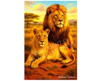African Lions Poster Poster Size: 11x17 - Ships flat the next business day.