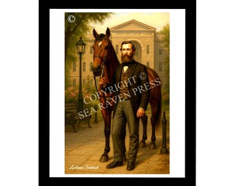 JEB Stuart with His Horse, Virginia Poster 11x17 Decorative Wall Art, 80 lb. Poster Stock. Matte Finish.