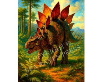 Stegosaurus Dinosaur Poster Size 11x17 – Vibrant Prehistoric Wall Art on 80 lb Semi-Gloss Poster Stock