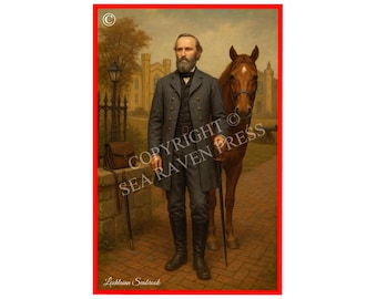 Stonewall Jackson With His Horse Little Sorrel Poster 11x17 Decorative Wall Art, 80 lb. Matte Finish.