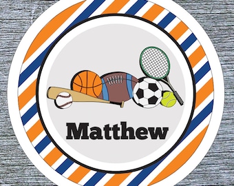 Orange Boy Soccer Player Melamine Personalized Name Plate Soccer Boy Plate