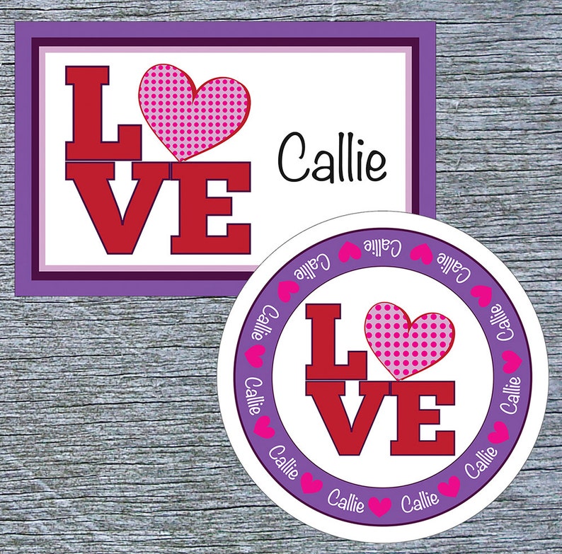 Melamine Kids Dinnerware Girls Custom Hearts Valentine Day Gift Plate Set Love Hearts Melamine Plate and Placemat Personalized Dish Set