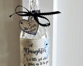 Daughter Wine Bottle Light | Mother to Daughter Gift | Daughter Birthday Gift | Daughter Lamp | Gift for Daughter | Blue Butterfly Lamp