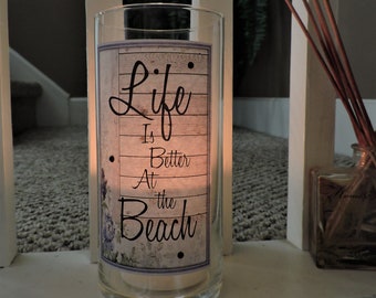 Life is Better at the Beach Candle Holder | Nautical Decor | Beach Decor | Beach House Decor | Beach Gifts | New Neighbor Beach Gift