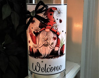 Ladybug Gnome Candle Holder | Gift for Best Friend | Welcome Gnome Decor | Luxury Candle | Gnome Collector Gift | Home Sweet Home Gnome