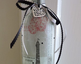 Paris Home Décor Paris Wine Bottle Light Black & Gray French Décor Eiffel Tower Lamp Paris Theme Home Décor French Theme