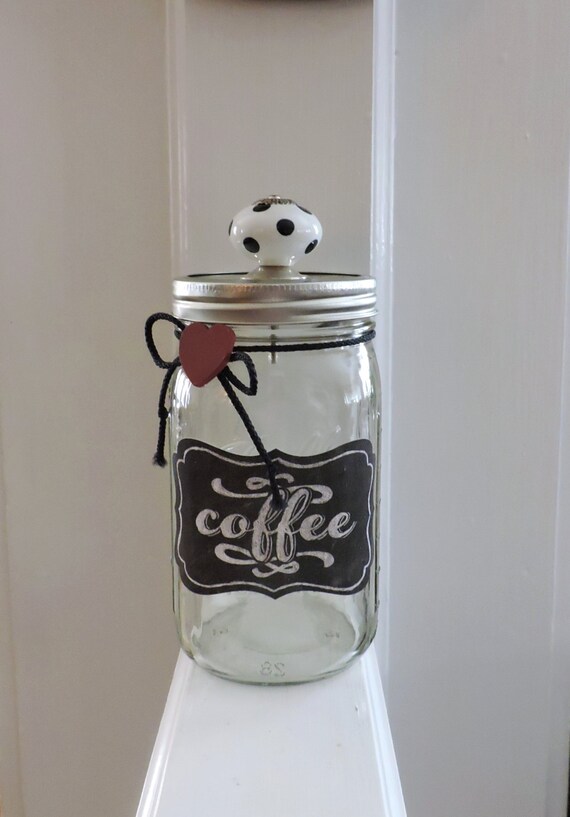 Coffee Mason Jar Container Kitchen Decor Large Glass Etsy