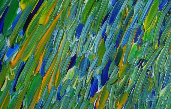 Green and Blue Abstract Painting 12 x 16 Acrylic Painting | Etsy
