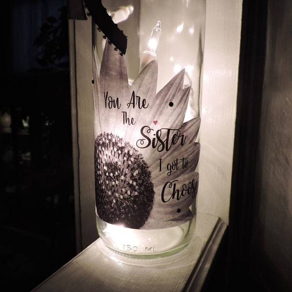 Best Friend Gift | Wine Bottle Light | You are the Sister I got to Choose | Friend Birthday Gift | Friendship Gift | Gift for Best Friend