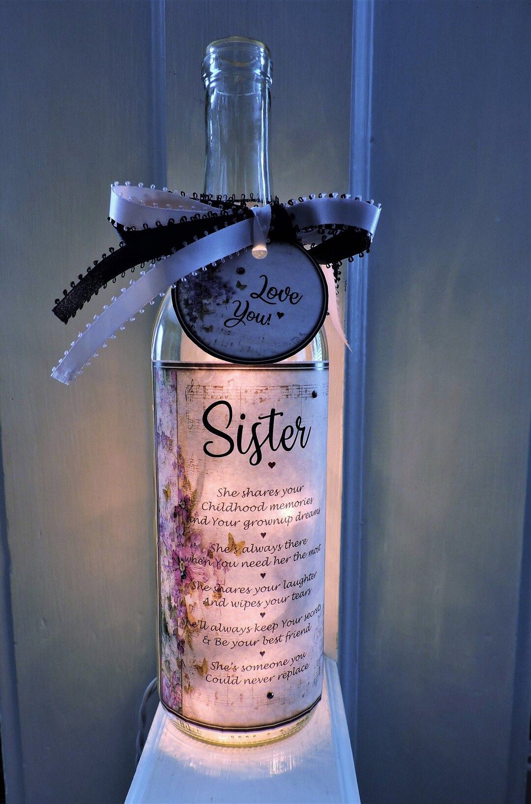 Sister Wine Bottle Lamp | Always My Sister Forever My Friend | Sister ...