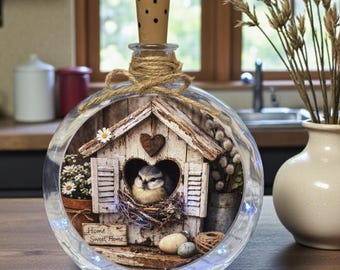 Rustic Farmhouse Lantern Decor | Country Cottage Accent Light