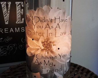 Sister in Law Candle Holder | Sister in Law Gift | Sister in Law Birthday Gift | Gifts for Sister in Law | Sister in Law Bridesmaid Gift