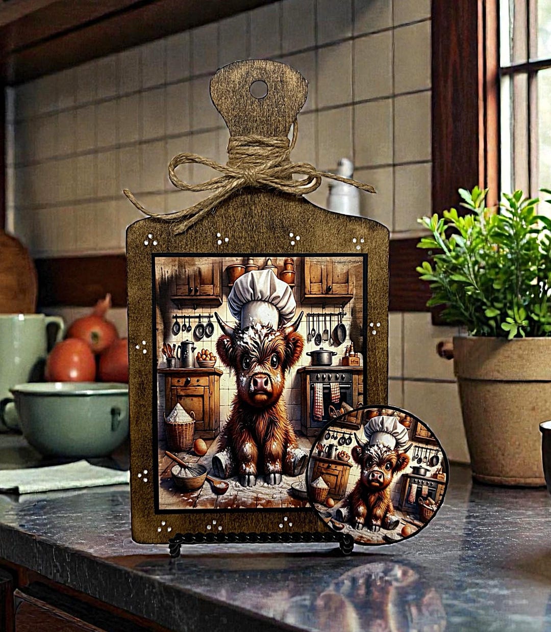 Highland Cow Kitchen Decor, Cutting Board Kitchen Gift Set - Etsy