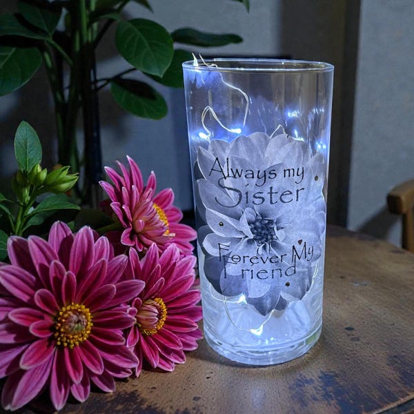 Sister Fairy Light Lamp: Floral Home Decor, Friendship Gift