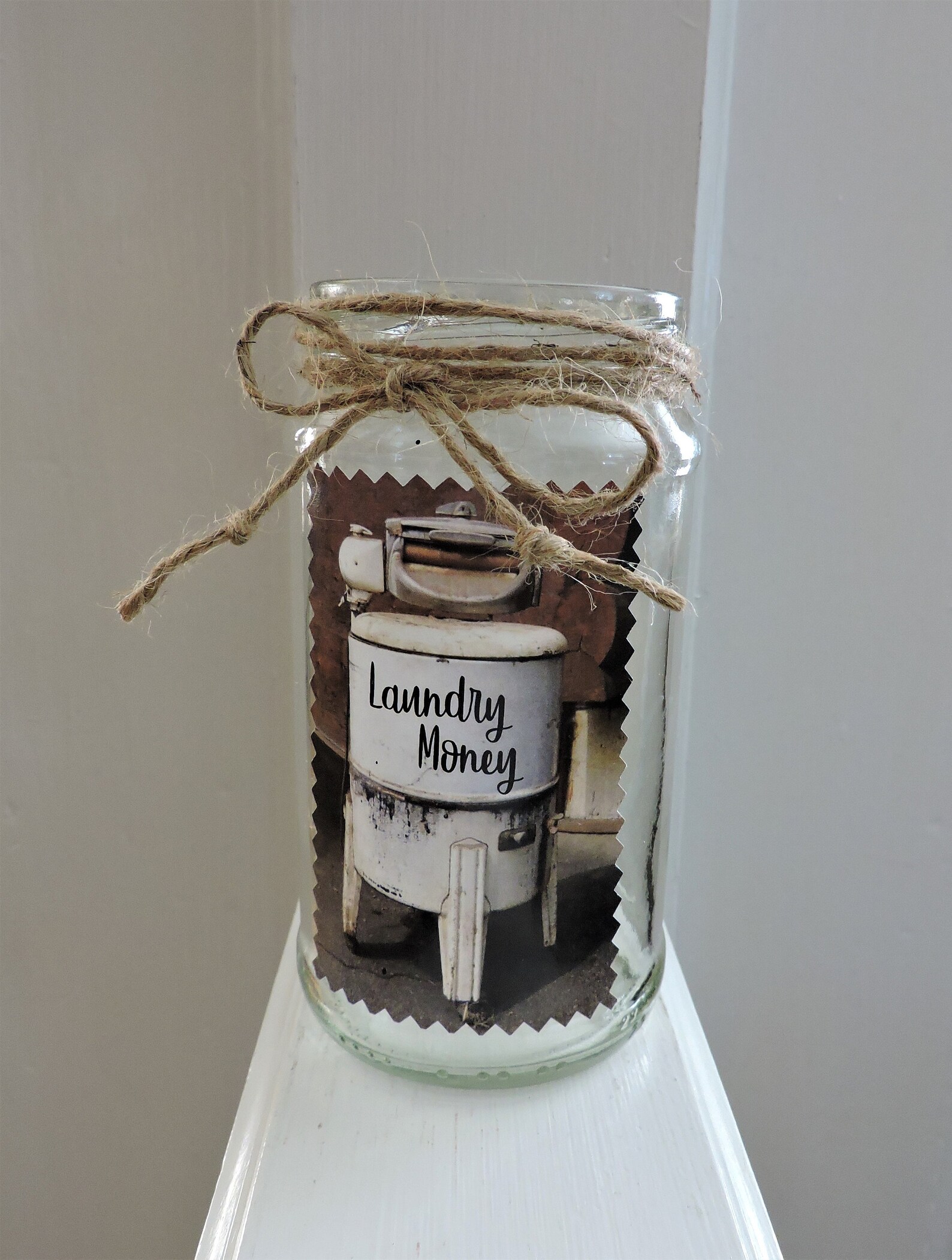 Laundry Money Jar Laundry Tip Jar Glass Change Jar Etsy