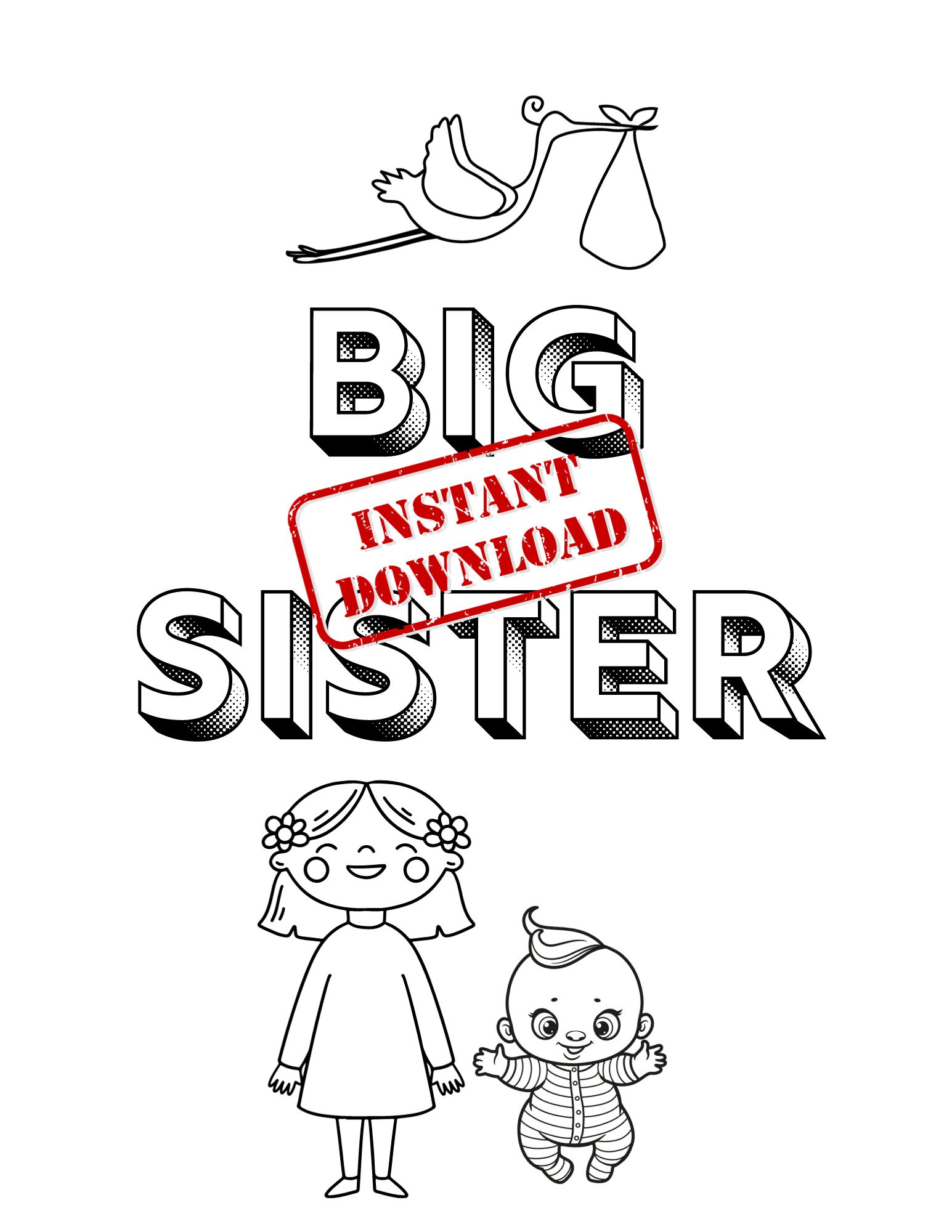 Big Sister Coloring Sheet - Etsy