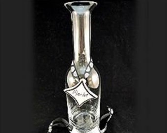 Carafe, Glass, Wine, Water or Juice with Ceramic Write-on I.D.Tag, Personalized/Monogrammed -Engraved