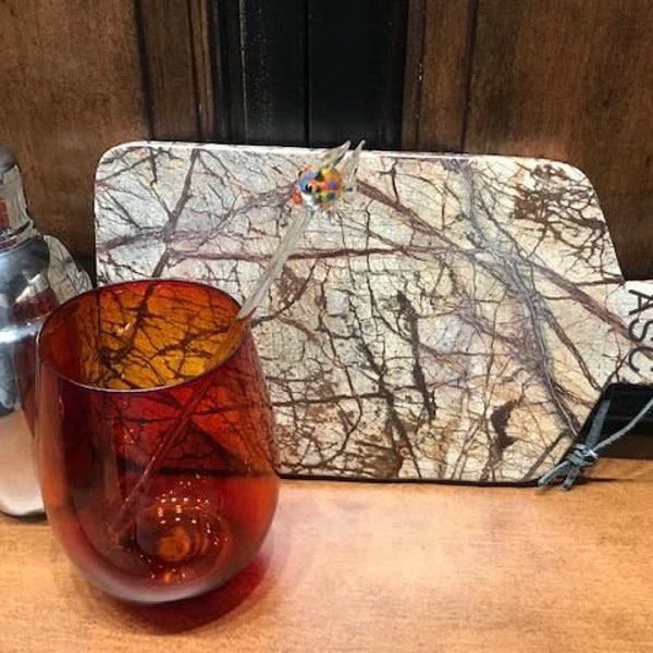 Cheese Board, Cutting Board,  Brown Agate Granite, Rare Veining & Color, Rectangular with Handle, Gift Item - Laser Engraved, Personalized
