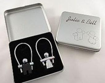 Keyring Duo in Presentation Box - Personalized/Monogrammed - Laser Engrave