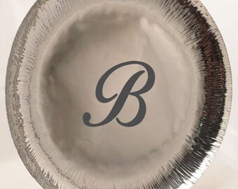 Tray, Large Serving or Decorative, Nickel with Crimped Edge, Personalized/Monogrammed - Engraved