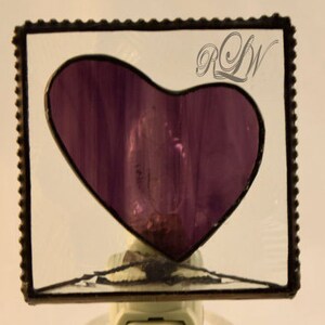 Nite Lite, Glass with Heart Motif Personalized/Monogrammed UV Printed image 1