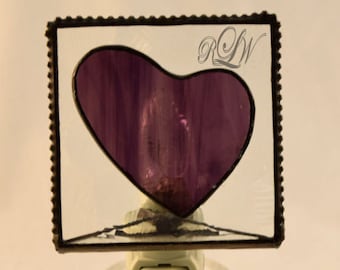Nite Lite, Glass with Heart Motif - Personalized/Monogrammed - UV Printed