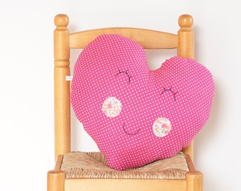 Valentines gift, pink heart cushion, handmade cushion, home decor gift, decor idea, decor pillow for her.