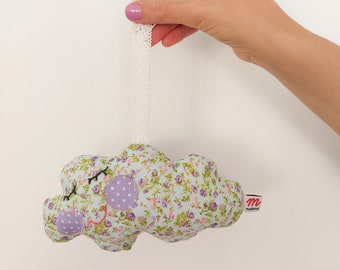 Mobile cloud. Fabric cloud to decorate your home. Cotton cloud to hang. Flower cloud ornament. Children's room decoration. Door decoration.