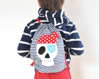 Mochila multiusos infantil pirata de tela de algodón para la guardería.