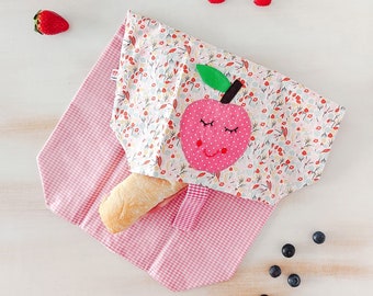 Handmade Eco-Friendly Sandwich Wrapper for Kids - Cute Apple Design