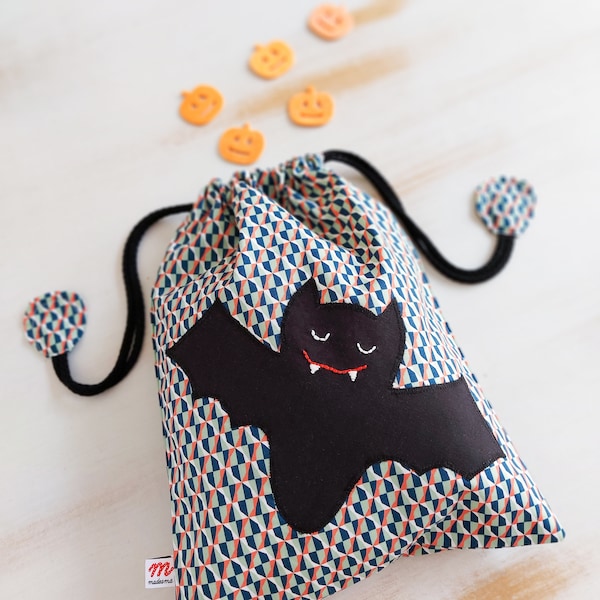 Bolsa murciélago para el truco o trato de Halloween, bolsa para niños, regalo de Halloween para niños, bolsa de algodón reutilizable.