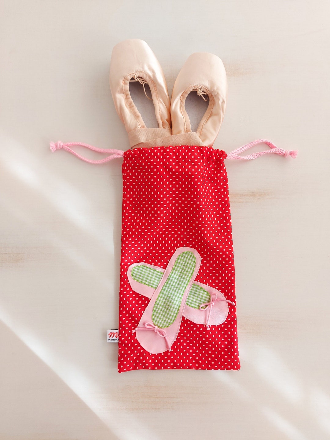 Ballet Shoe Bag, Handmade Cotton Dance Bag, Sac to Carry Dance