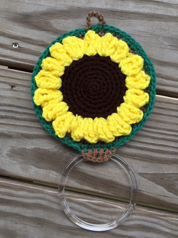 Sunflower Crochet Kitchen Towel Holder