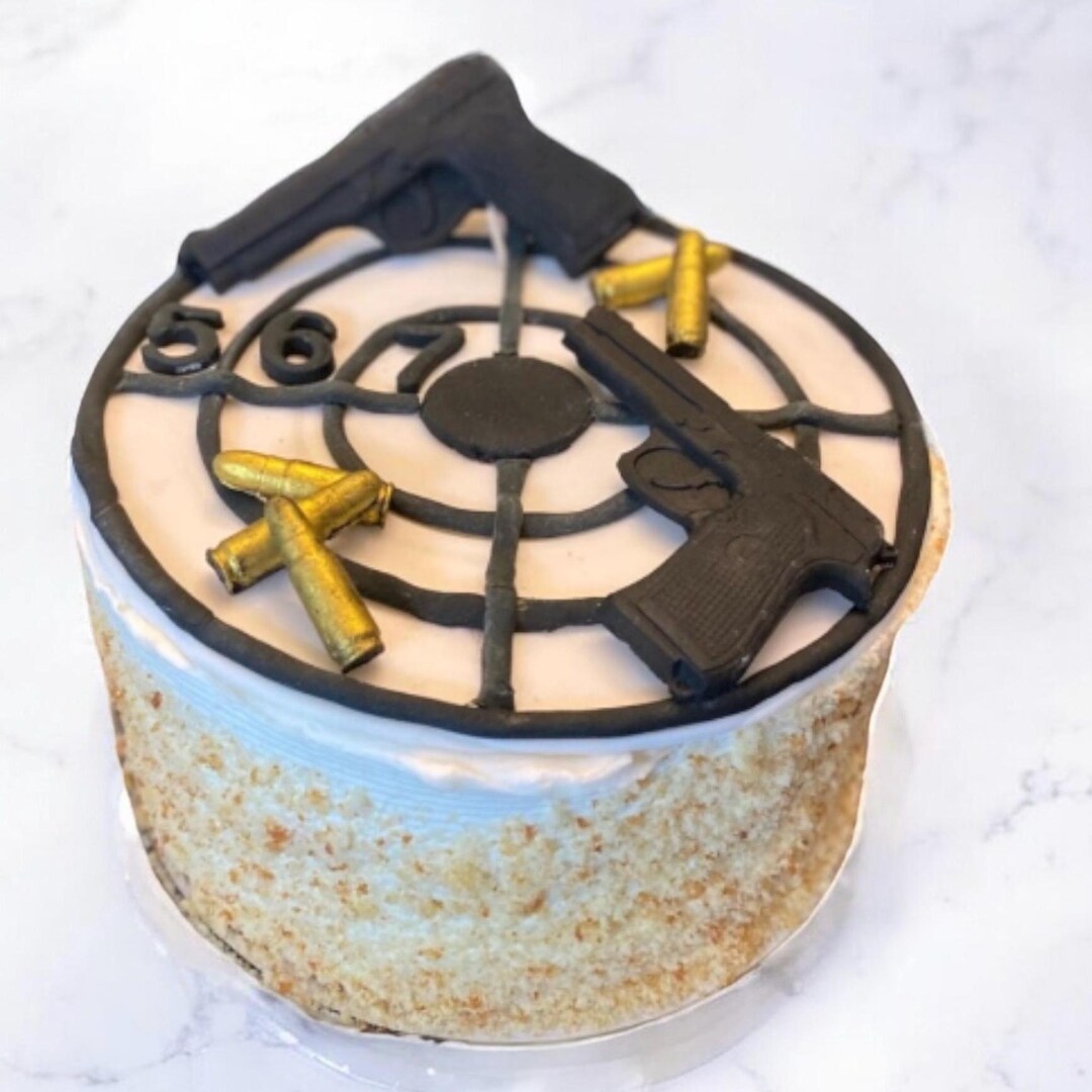 Fondant Cake Topper Target Practice Gun Target Bullets