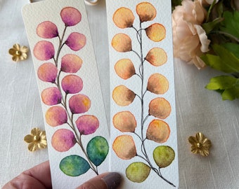 Set of 2 Hand painted bookmarks, Watercolor artwork, Floral Bookmarks, pink bookmarks, Christmas gift, book lovers gift, original artwork