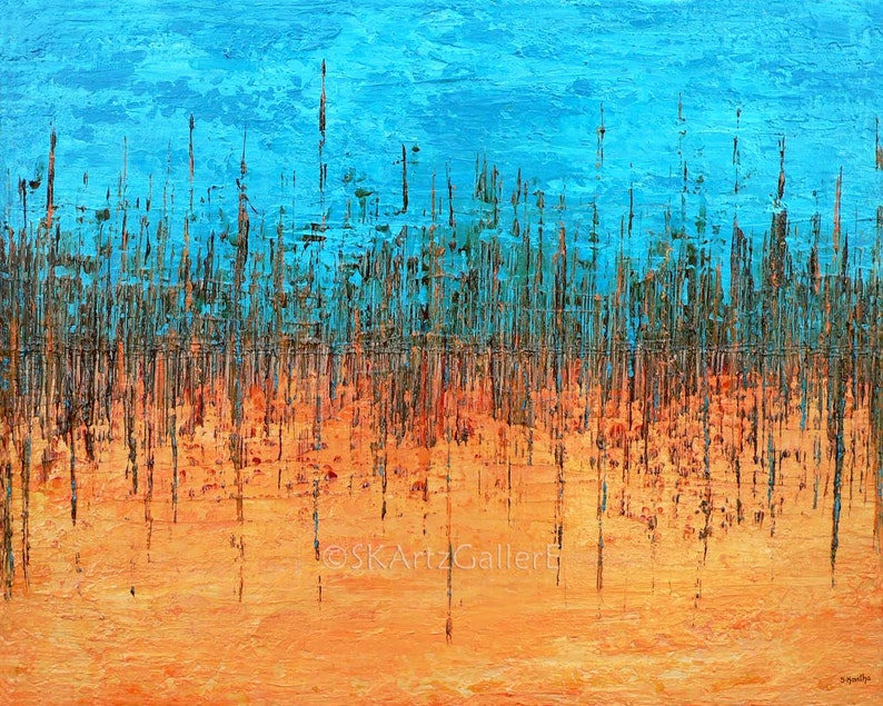 Abstract Art Print Orange Blue wall Art Giclee Print of Etsy