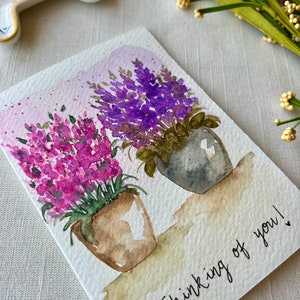 Hand Painted Floral Watercolor Thinking of You Card - Etsy