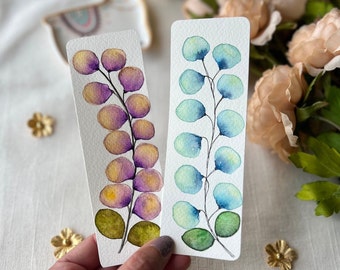 Set of 2 Hand painted bookmarks, Watercolor artwork, Floral Bookmarks, pink bookmarks, birthday gift, book lovers gift, original artwork