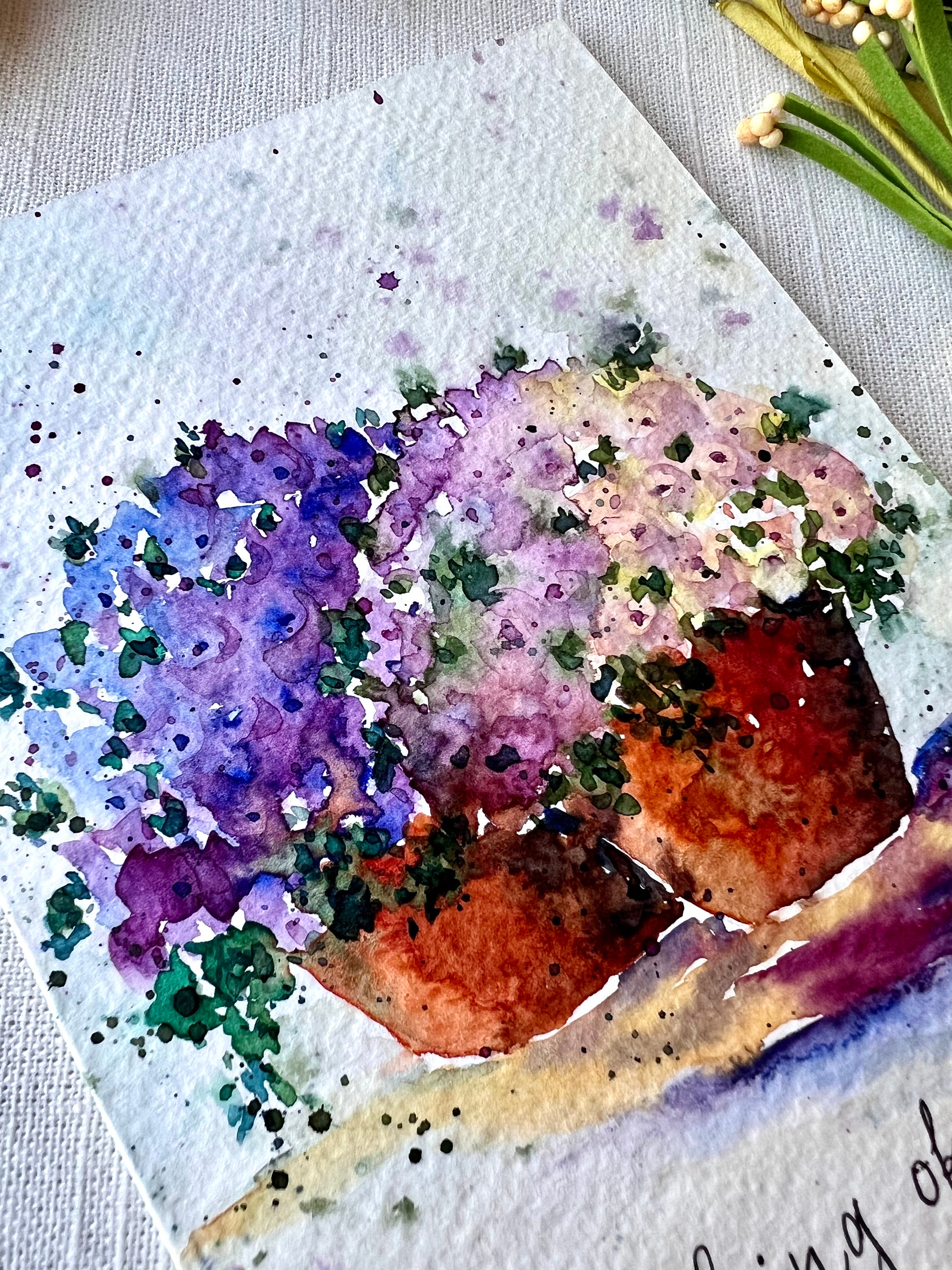 Hand Painted Hydrangea Watercolor Card, Thinking of You - Etsy